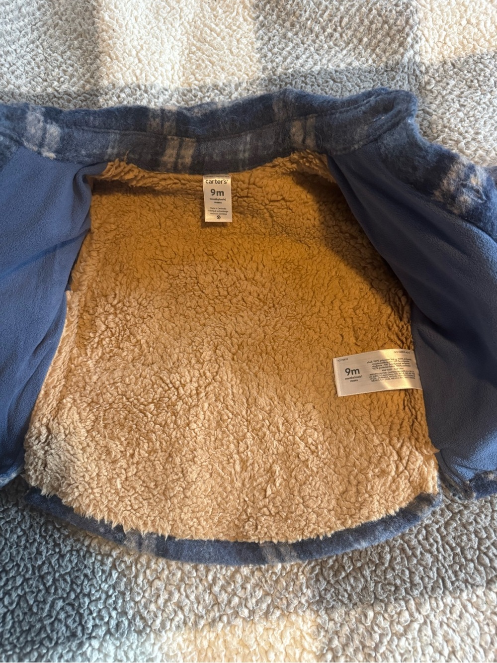 Carter's Blue Plaid Flannel Button Jacket - Picture 3 of 4
